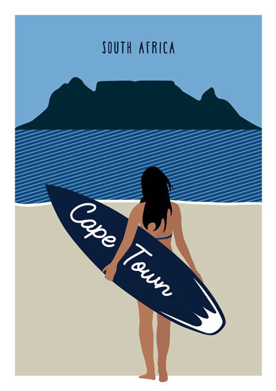 Surfing in Cape Town Poster - South African Posters