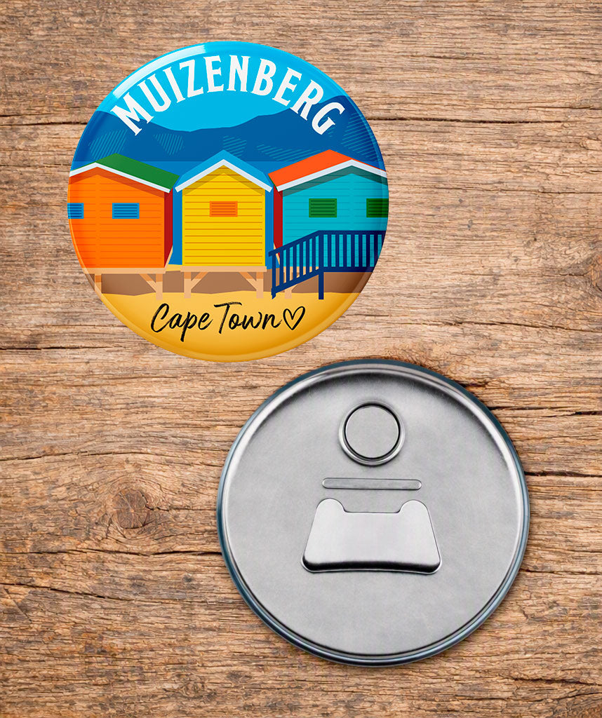 Muizenberg Beach Huts - South African Fridge Magnet