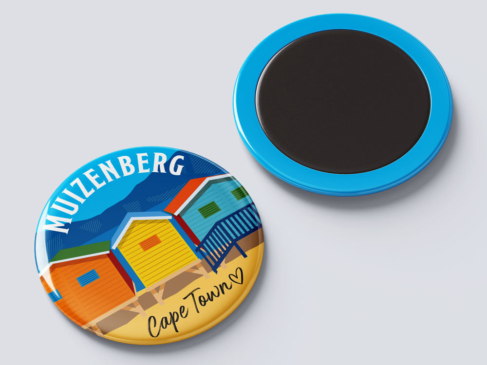 Muizenberg Beach Huts - South African Fridge Magnet