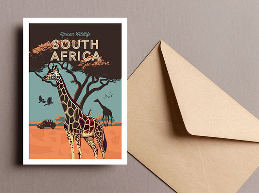 African Wildlife Giraffe - South African Greeting Card