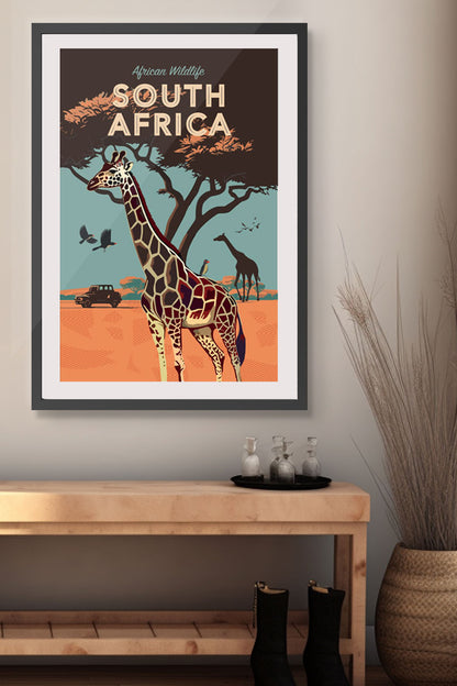 African Wildlife Giraffe - South African Poster