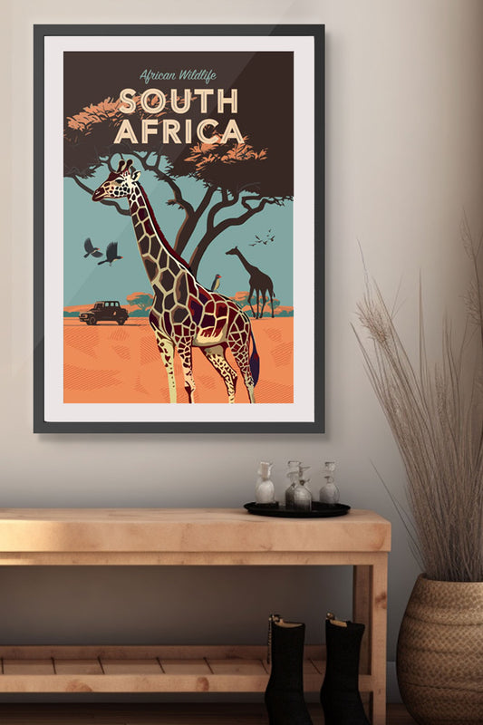 African Wildlife Giraffe - South African Poster